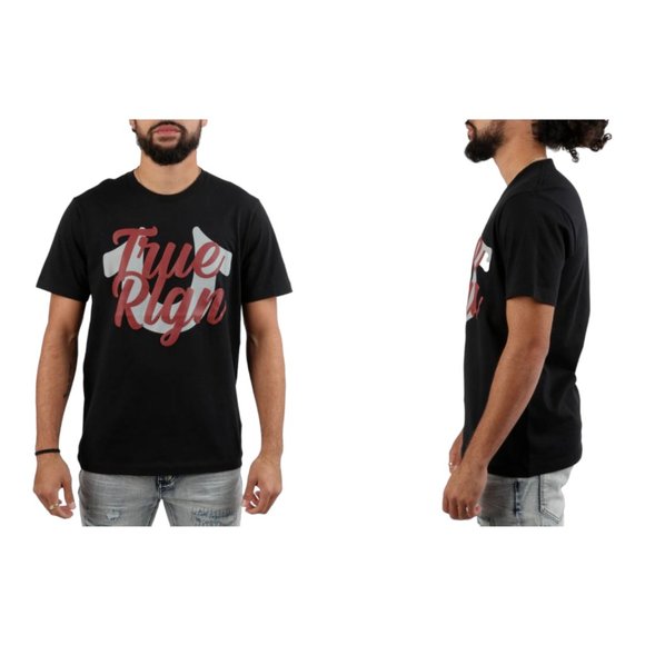 New True Religion Script Horseshoe Logo Short Sleeve T-Shirt Men's - Picture 4 of 8